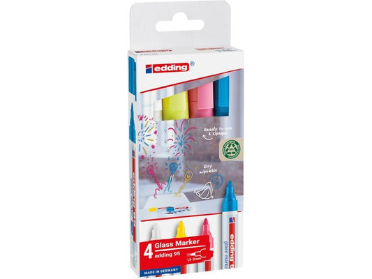 edding | Glasmarker E-95 ass E-4 049 | assort. weiss,gelb,pink,hellblau