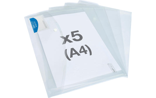 Rapesco | Eco Dokumententasche A4+ | transparent, 5 Stück