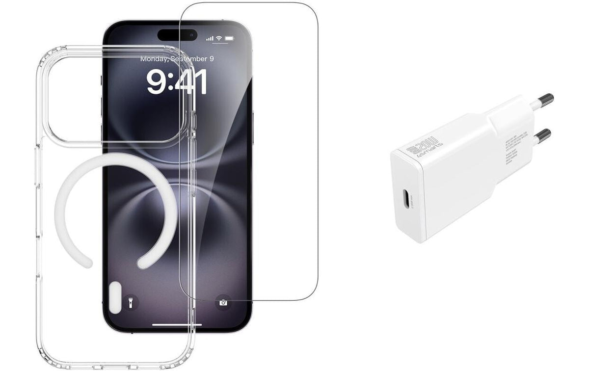 4SMARTS 3in1 Set, Glas, Cover, Charger