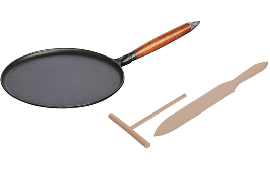 Staub Crêpes Pfanne schwarz m. Holzgriff