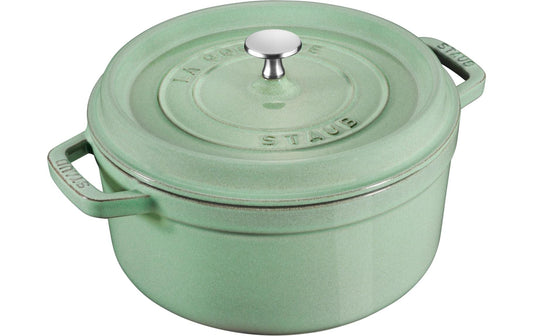 Staub Cocotte 26cm, rund, Salbei, Gusseisen