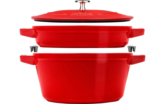 Staub Cocotte 3tlg. 24cm, rund, Kirsch-Rot