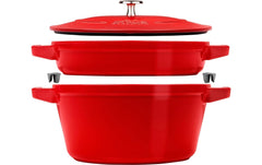 Staub Cocotte 3tlg. 24cm, rund, Kirsch-Rot