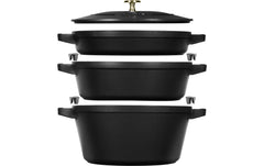 Staub Cocotte 4tlg. 24cm, rund, Schwarz,