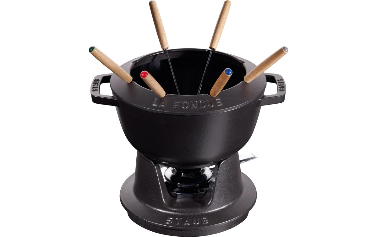 Staub Fondue Set schwarz m. 2 Griffen