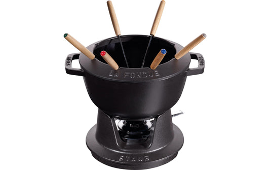 Staub Fondue Set schwarz m. 2 Griffen