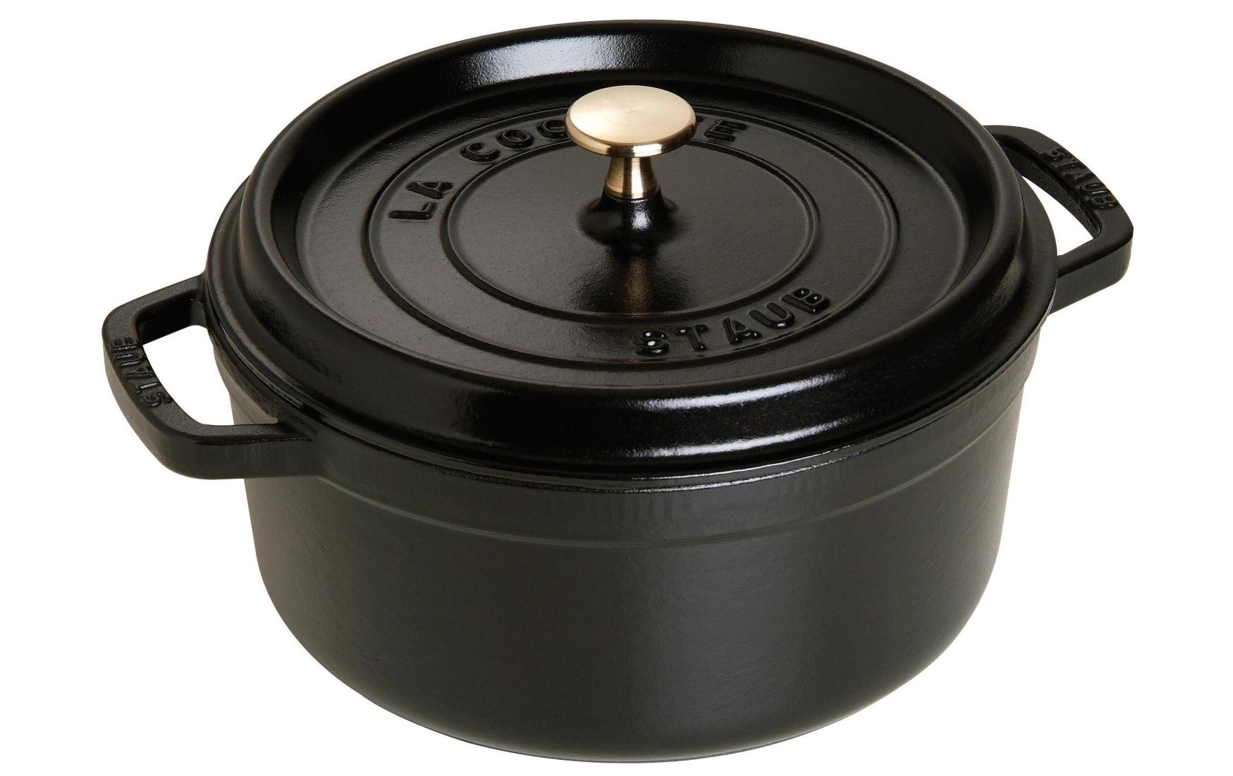 Staub Cocotte 22cm, rund, Schwarz,
