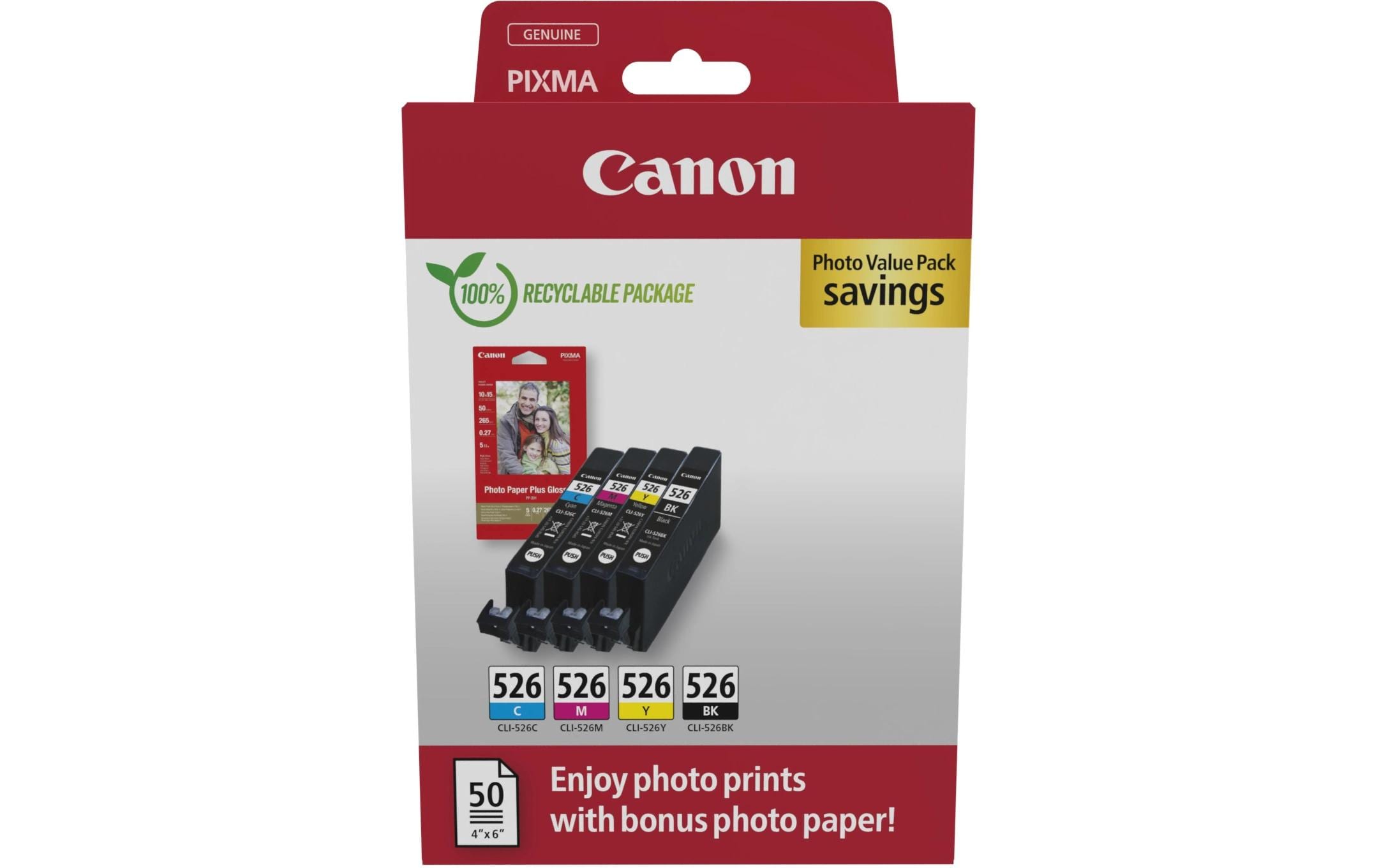 Canon, Tintenset CLI-526 + Fotopapier Value