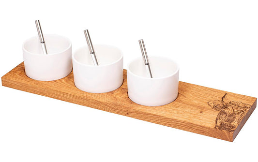 Kadastar | Apéro-Set Hornkuh zoom gross | Eiche rustikal, 50 x 14 x 2 cm