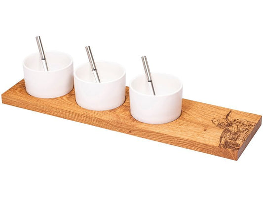 Kadastar | Apéro-Set Hornkuh zoom gross | Eiche rustikal, 50 x 14 x 2 cm