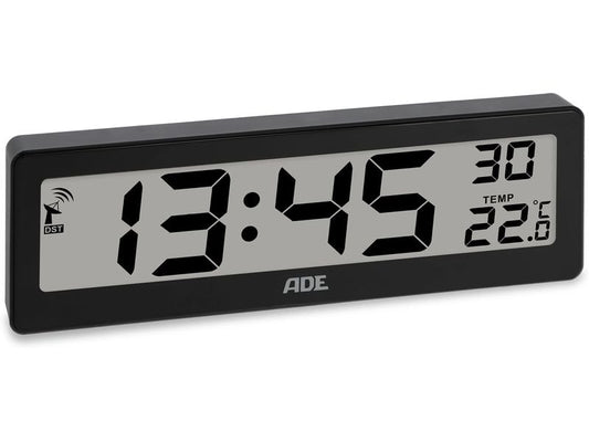 ADE | Digitale DCF-Funkuhr | Schwarz