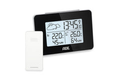 ADE | Wetterstation mit Funk-Aussensensor | mit DCF-Funkuhr, schwarz