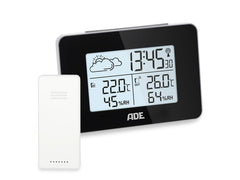 ADE | Wetterstation mit Funk-Aussensensor | mit DCF-Funkuhr, schwarz