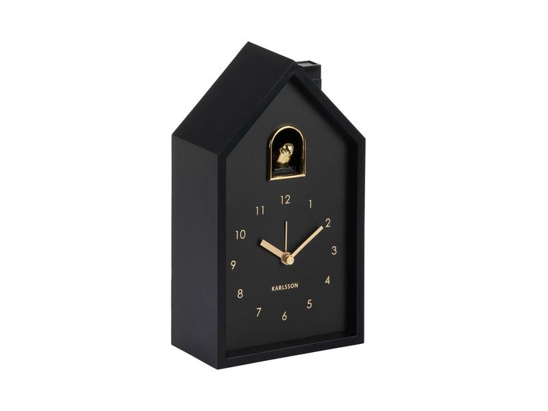 KARLSSON | Wecker Modern Cuckoo Oro | Exkl. 3 x AA Batterie, Black