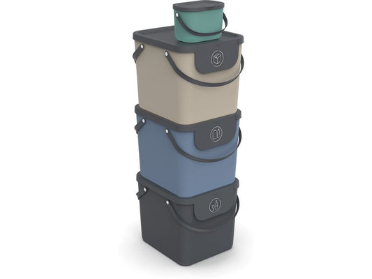 Rotho | Set Mülltrennsystem ALBULA 4 tlg | Volumen 40l +6l, 43,5 x 36,5 x 46,8