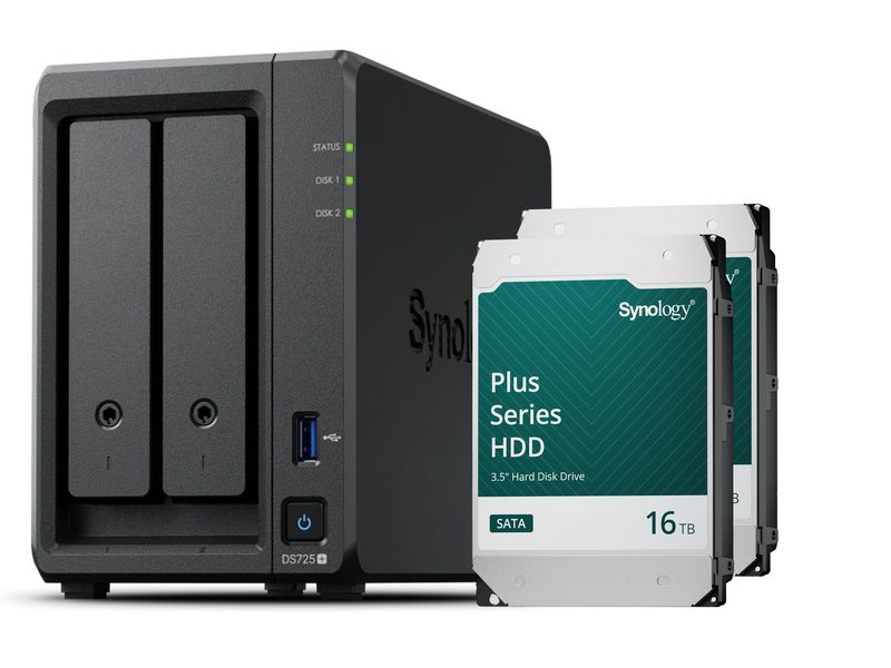 Synology | DS725+, 2-bay NAS | inkl. 2x 16TB HDD Synology Plus HAT33x