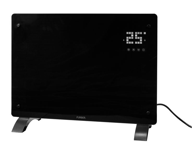 FURBER | Konvektorheizung SAVI 15 schwarz | Glasfront, 1500W, LED Display, wifi