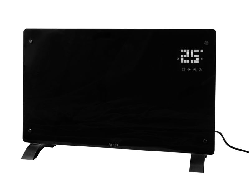 FURBER | Konvektorheizung SAVI 20 schwarz | Glasfront, 2000W, LED Display, wifi