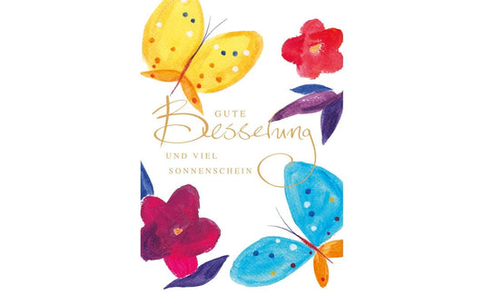 ABC Genesungskarte, Schmetterling Blumen