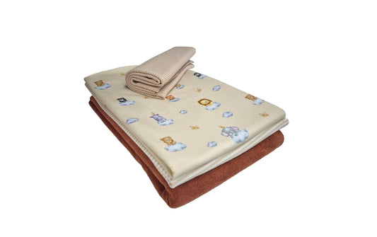 Stoff-Set Jersey Tiere Wolken