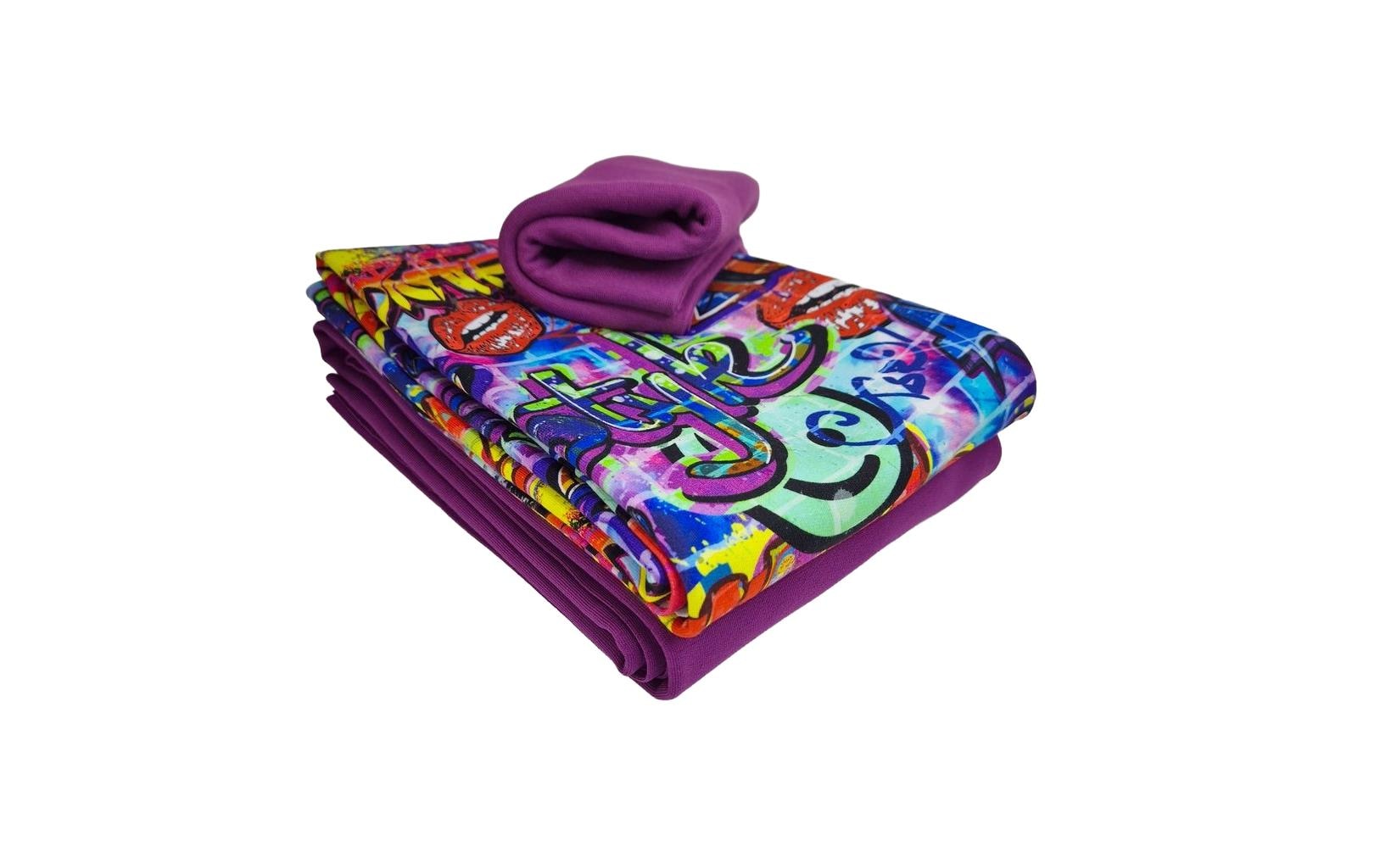 Stoff-Set French Terry Graffiti love