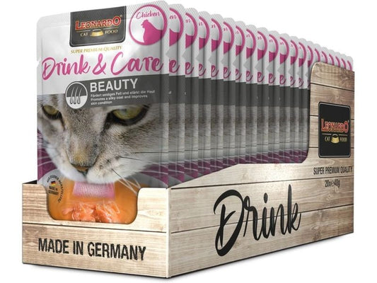 Leonardo Cat Food | Leonardo Drink & Care Beauty Chicken Kit | 20x40g