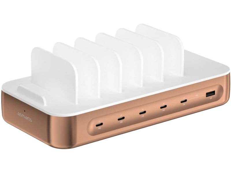 4smarts | Ladestation Team, Kupfer | 100W, 5x USB-C, 1x USB-A, 6 Kabel