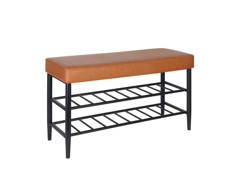 relaxdays | Schuhbank mit 2 Ablagen | 50 x 80 x 30 cm, Braun