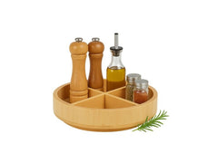 relaxdays | Drehteller Bambus | Material: Bambus, Schaumstoff