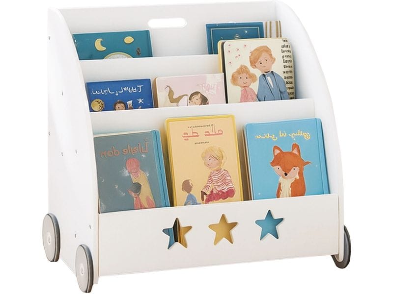 relaxdays | Bücherregal für Kinder fahrbar | Masse B x H x T: ca. 57 x 62 x 42 cm
