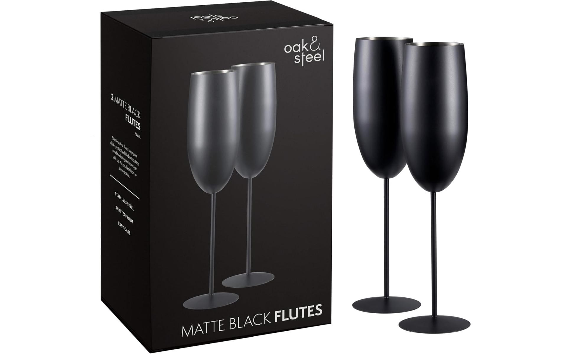 Oak&Steel Sektgläser Schwarz matt, 2er Set