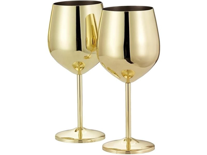 Oak & Steel | Oak&Steel Weingläser Gold, 2er Set | Edelstahl