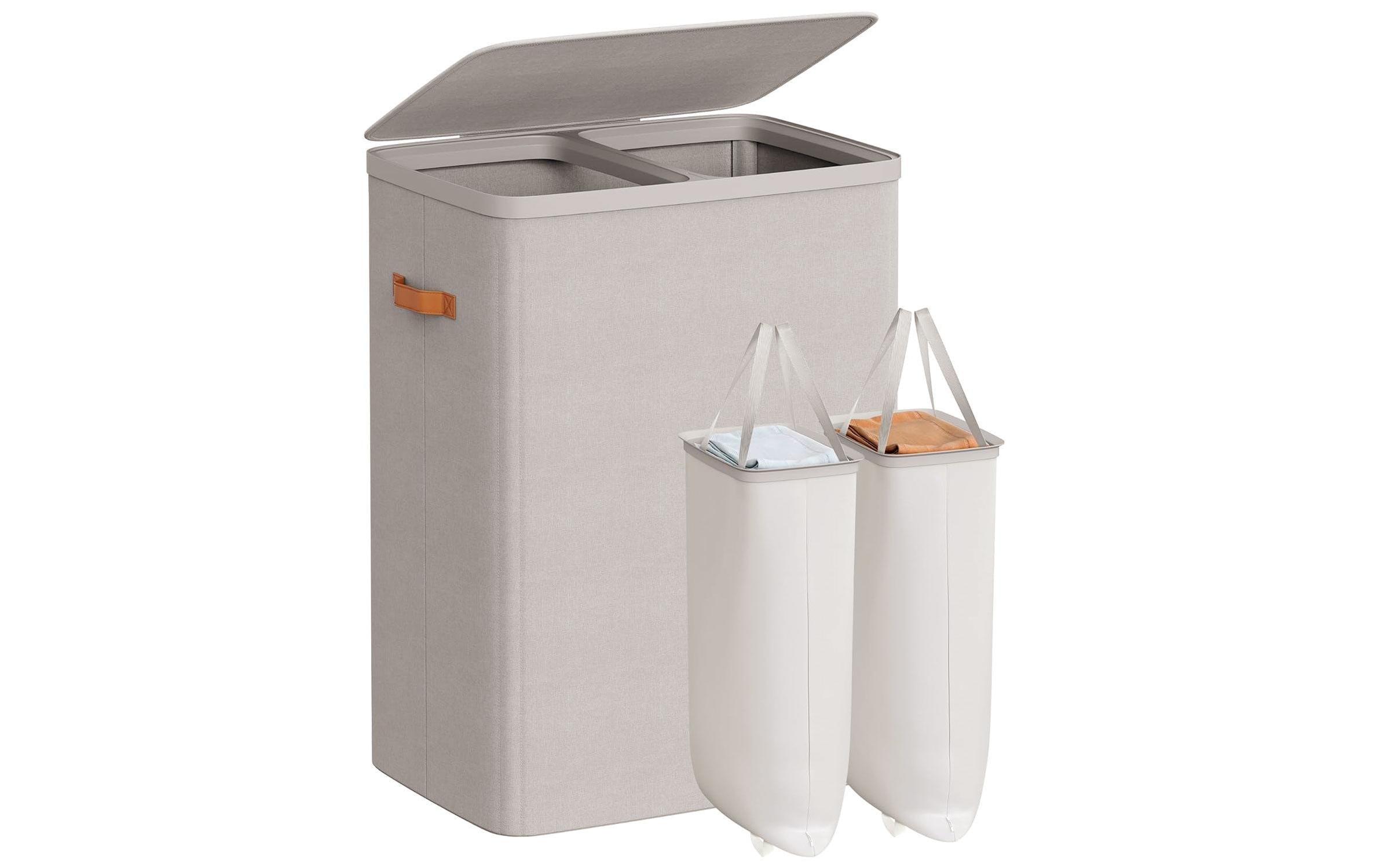 Songmics Wäschekorb Grau, 170 L, 2 Fächer