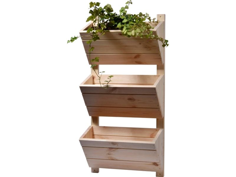 dobar | 3-stufiges Wand-Pflanzbeet, natur | aus Holz