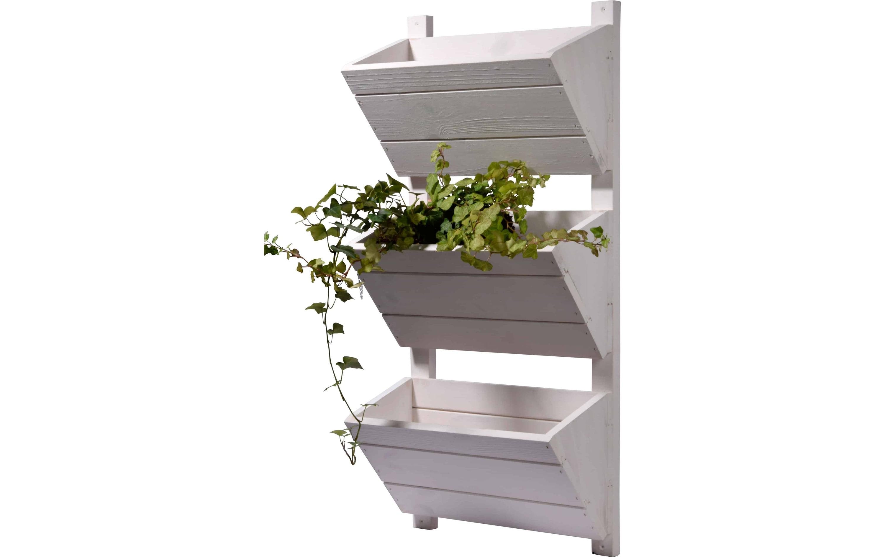 3-stufiges Wand-Pflanzbeet, weiss