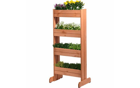dobar | Vertikalbeet, 4 Pflanzkästen, Braun | aus Holz
