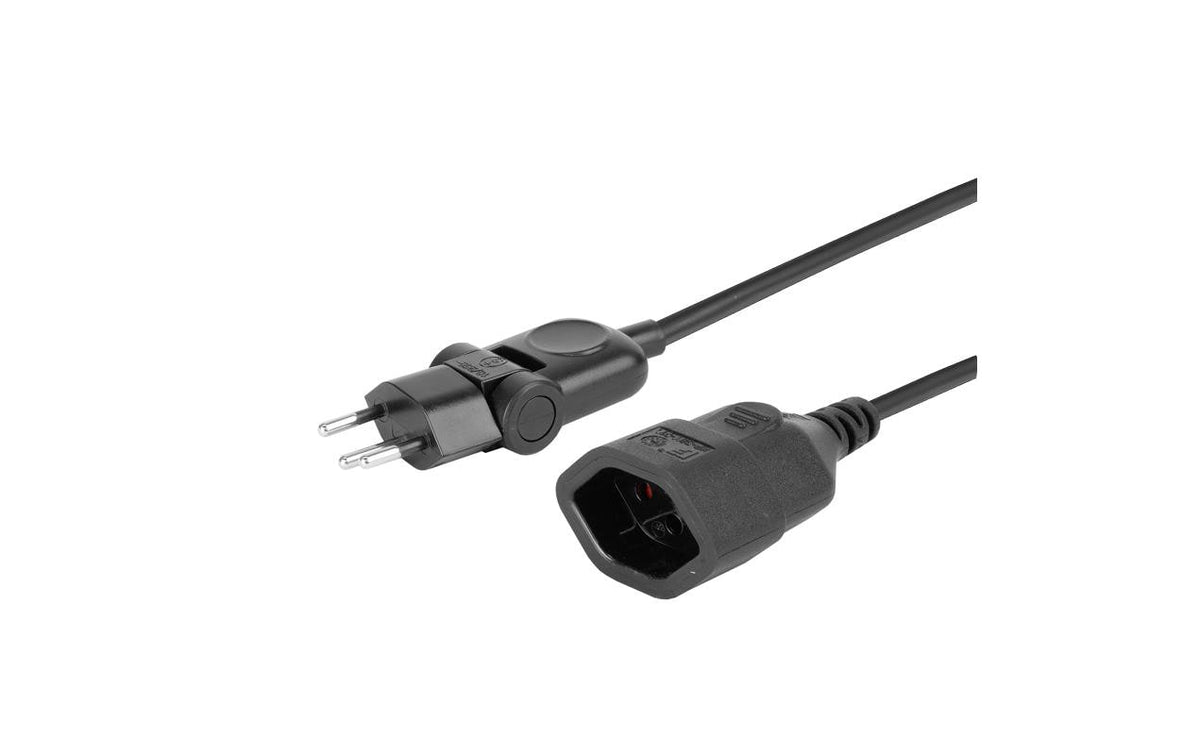 Klappstecker-Verlängerungskabel, 5m, sw