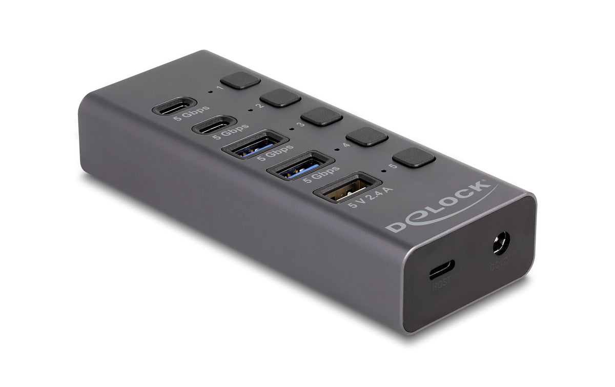 Delock USB-C Hub, 4+1 Port, schaltbar