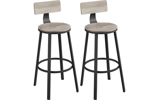 VASAGLE | Barhocker, 2er Set, Grau-Schwarz | 54.5x99.8 cm (DxH), Kunstleder, Eisen, etc.