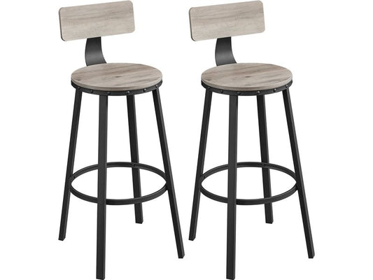 VASAGLE | Barhocker, 2er Set, Grau-Schwarz | 54.5x99.8 cm (DxH), Kunstleder, Eisen, etc.