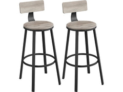 VASAGLE | Barhocker, 2er Set, Grau-Schwarz | 54.5x99.8 cm (DxH), Kunstleder, Eisen, etc.