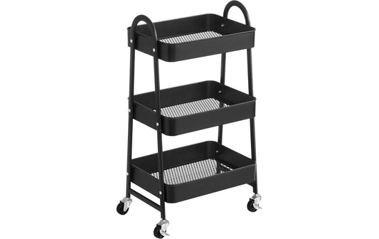 Songmics Wagen mit Rollen,3 Ablagen,Schwarz