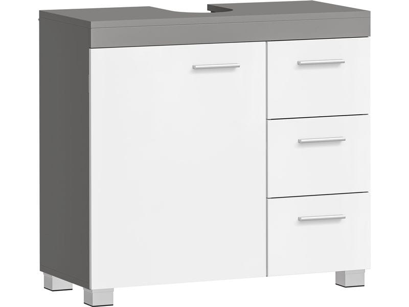 VASAGLE | Waschbeckenschrank, Weiss-Grau | 70x30x64 cm (BxHxT), MDF
