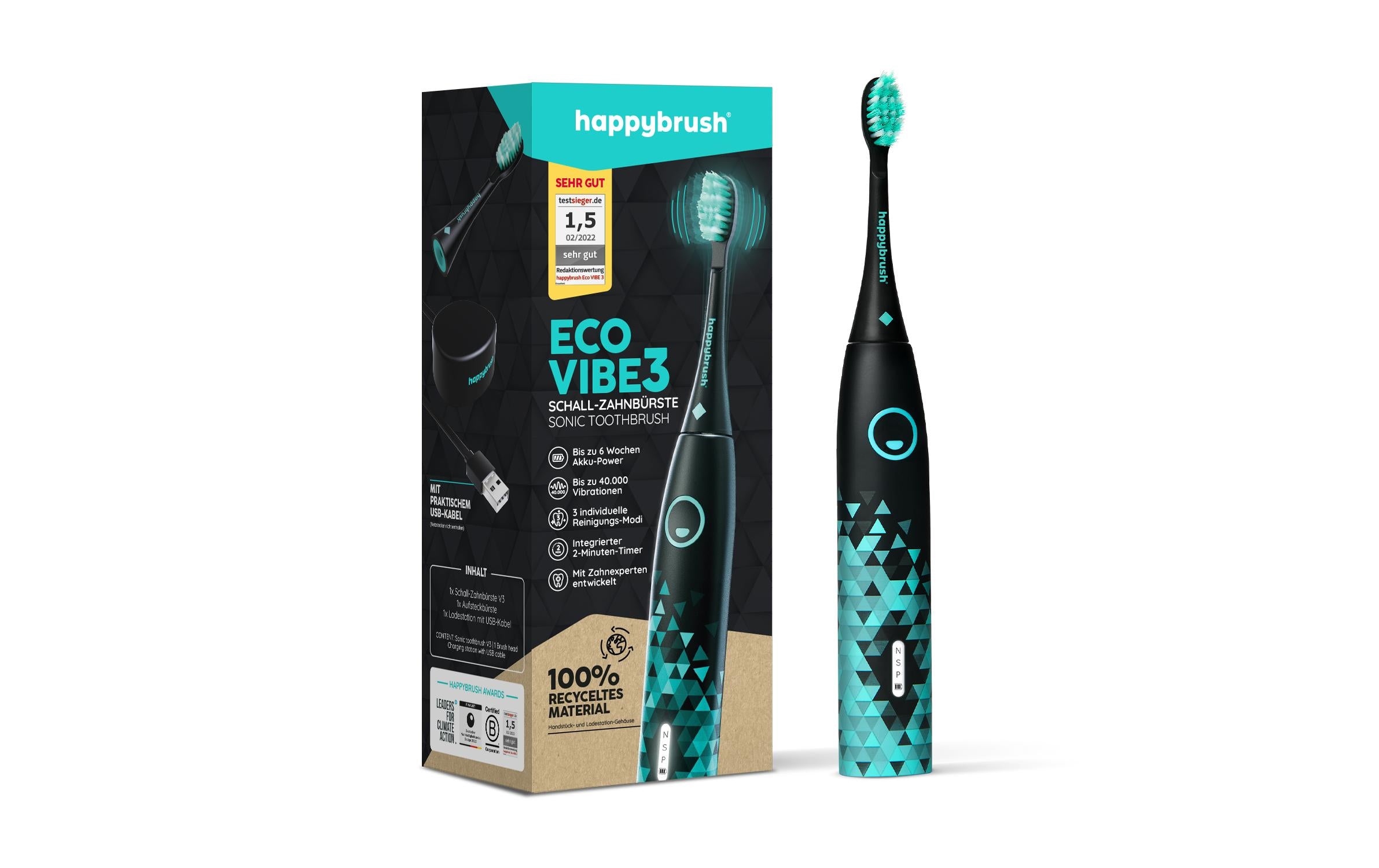 happybrush Schallzahnbürste ECO V3 light