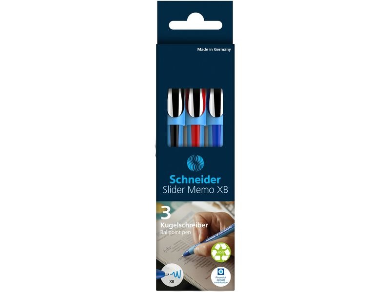 Schneider | Kugelschreiber Slider Memo 3erSet | blau, rot, schwarz