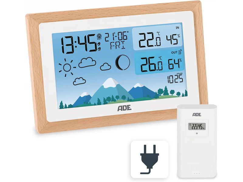 ADE | Wetterstation mit Funk-Aussensensor | 14.8 x 9.8 x 2.6 cm