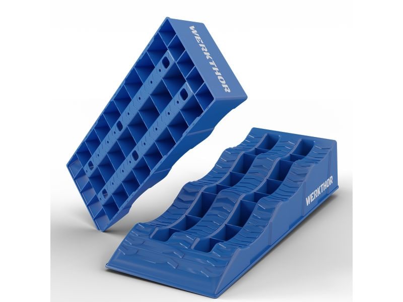 Werkthor | flache Auffahrkeile 2er Set | bis 3 Tonnen Blau