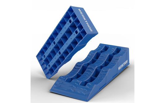 Werkthor | flache Auffahrkeile 2er Set | bis 3 Tonnen Blau