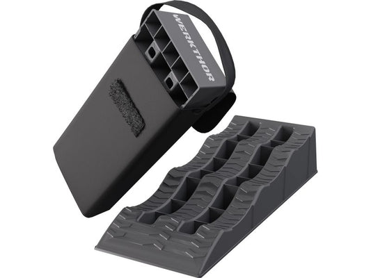Werkthor | flache Auffahrkeile 2er Set Tasche | bis 3 Tonnen Grau