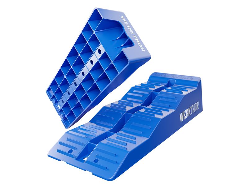 Werkthor | flache Auffahrkeile 2er Set | bis 5 Tonnen Blau